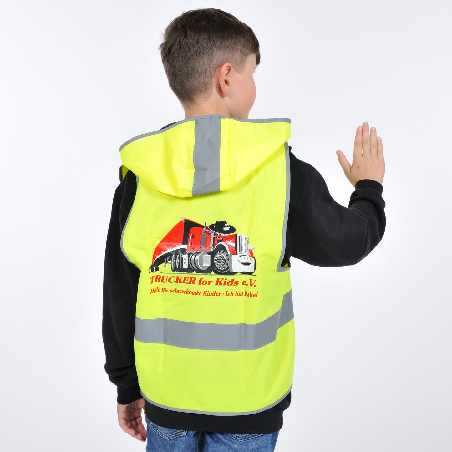 Vereins – Kinderwarnweste mit Mütze