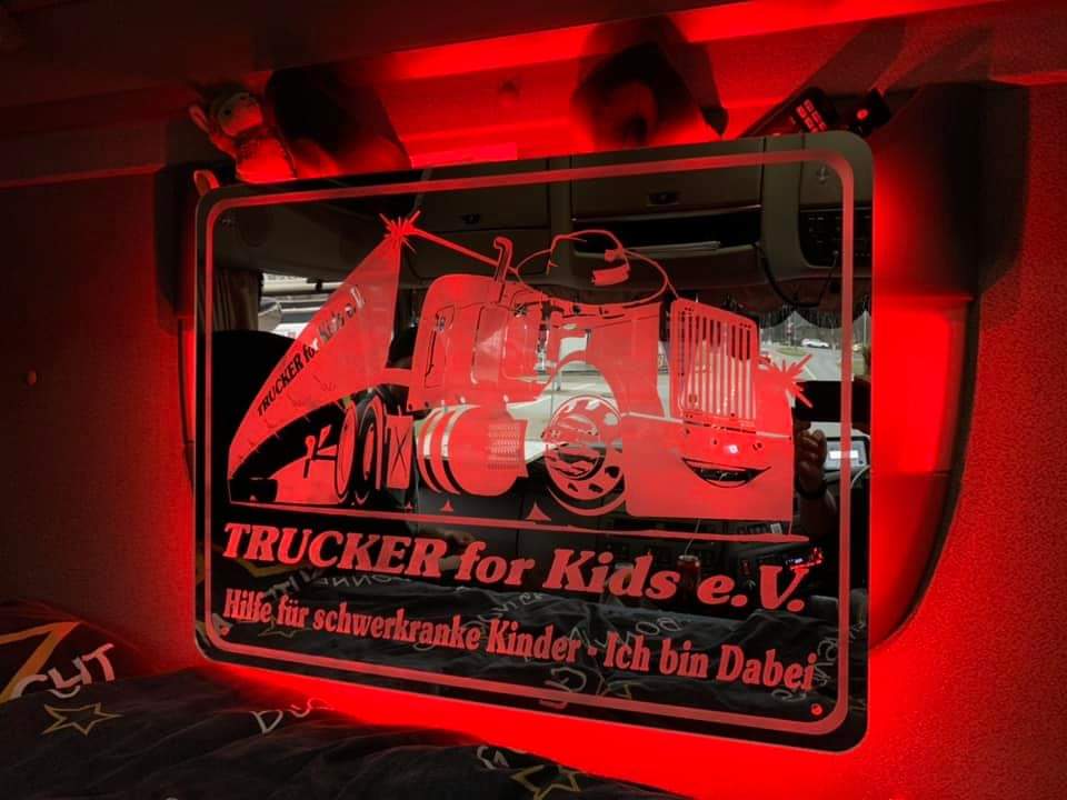 Vereins – LED-Schild für die Rückwand im LKW Größe 80 x 60 –  Trucker-for-Kids e.V. - Burkhard Schnieders (219746)