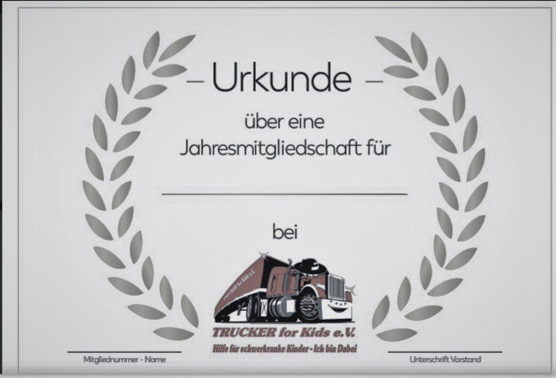 Mitglieds Urkunde zum verschenken