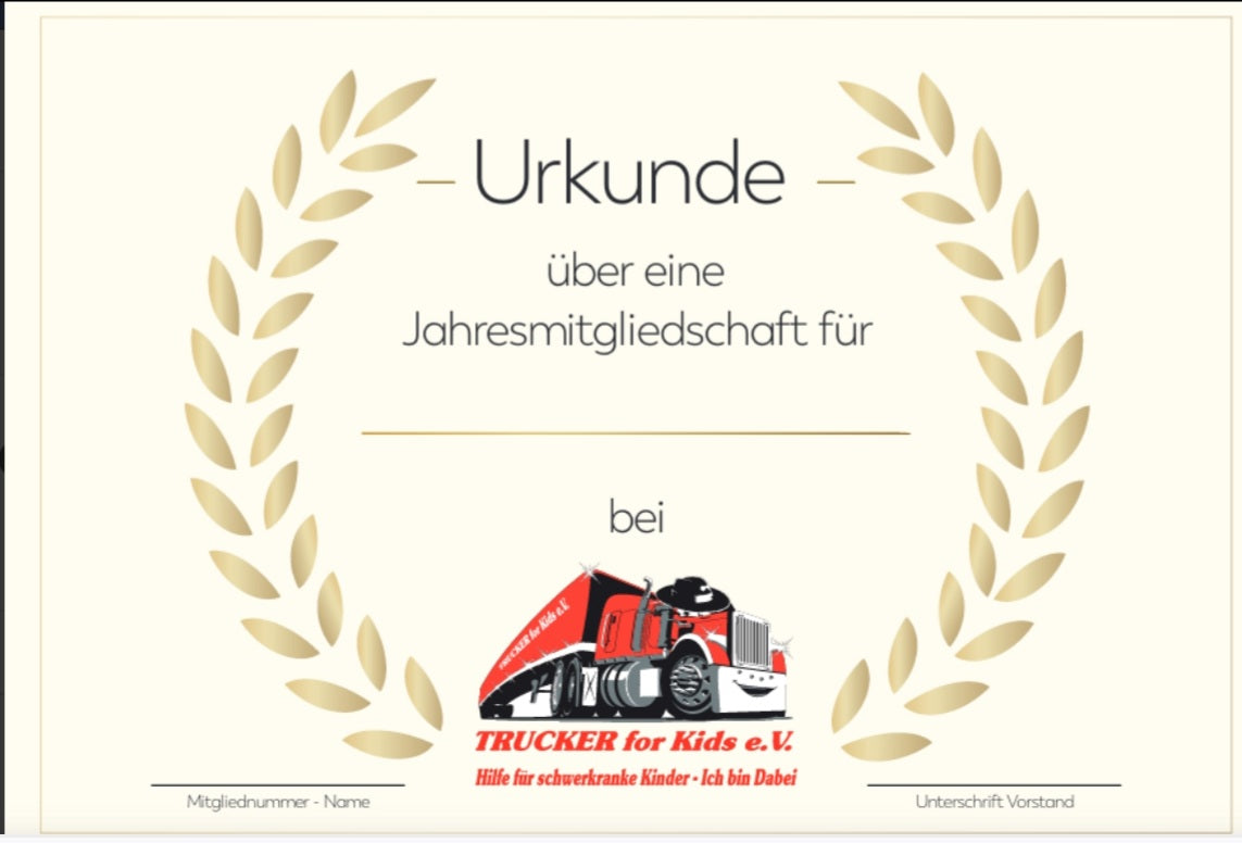 Mitglieds Urkunde zum verschenken