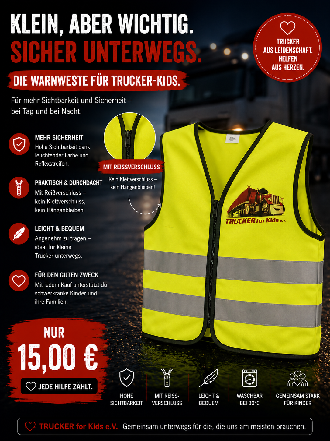 🦺 Warnweste mit Reißverschluss – Sicherheit geht vor! 🦺