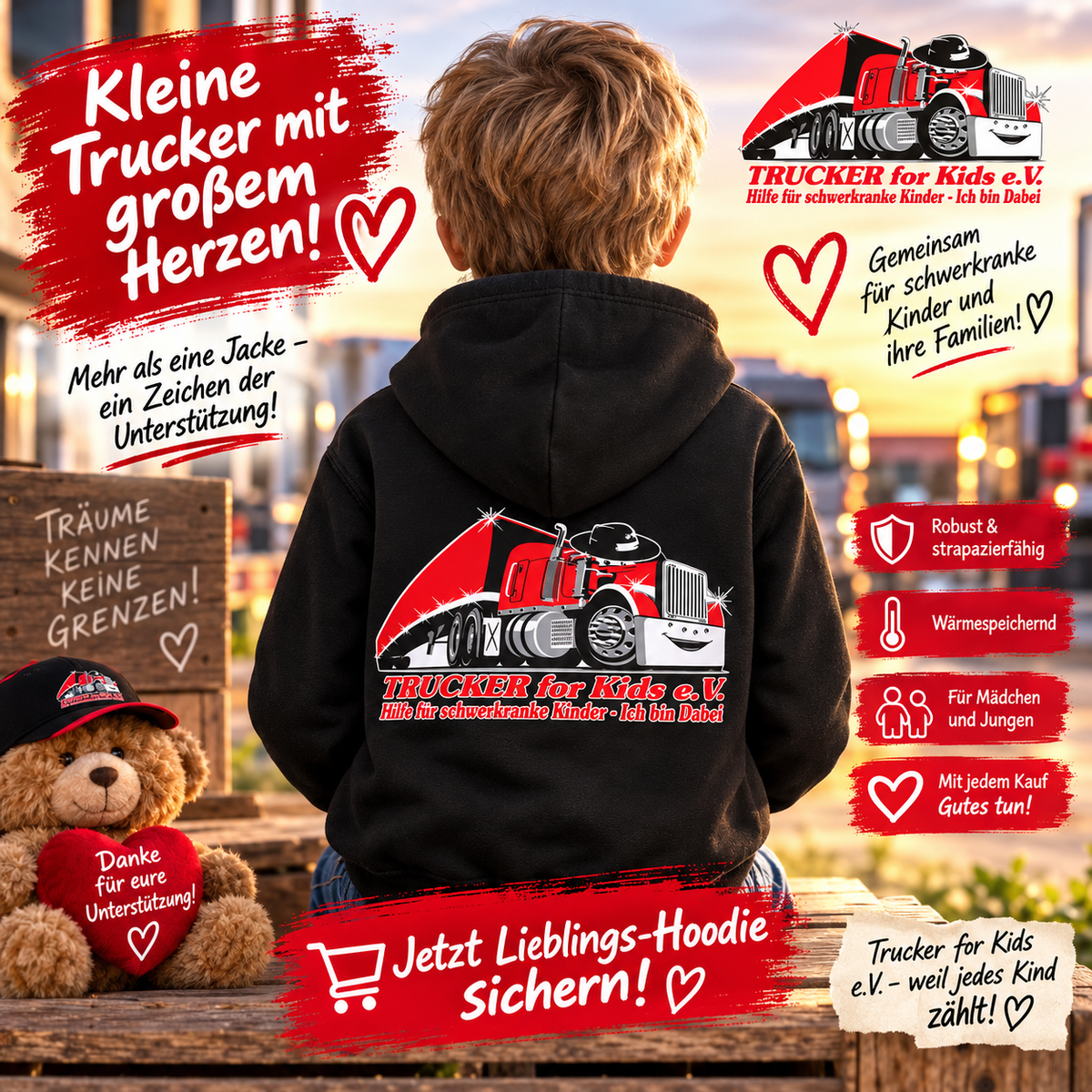 🚛 Trucker for Kids Zip-Hoodie für Kinder ❤️