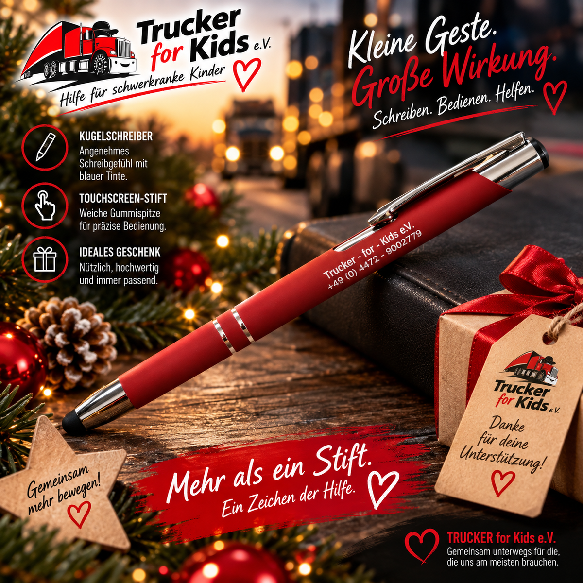 Trucker-for-Kids Weihnachtspaket mit 8 Teilen – Schenken mit Herz