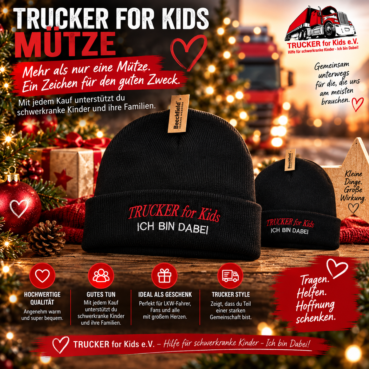 Trucker-for-Kids Weihnachtspaket mit 8 Teilen – Schenken mit Herz