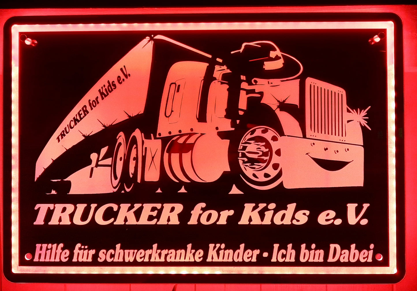 Vereins – LED-Schild für die Rückwand im LKW Größe 80 x 60